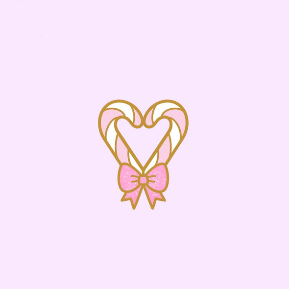 Mini Candy Cane Heart Enamel Pin