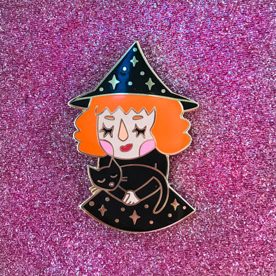 Little Witch Enamel Pin - Orange